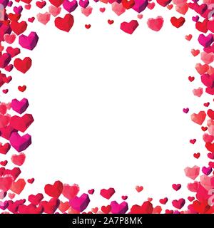 Valentines Day background with scattered triangle hearts Stock Vector