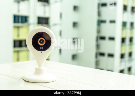 Household indoor digital CCTV Internet surveillance web cam with night vision. Technology object home digital concept. Stock Photo