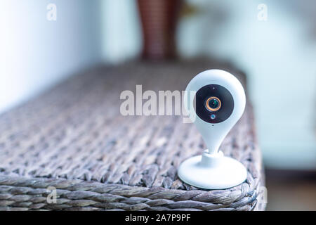 Household indoor digital CCTV Internet surveillance web cam with night vision. Technology object home digital concept. Stock Photo