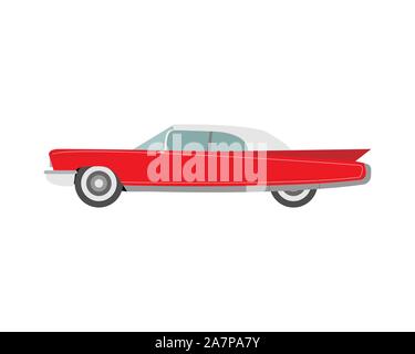 Retro car in a flat style on a white background. Vector illustration Stock Vector