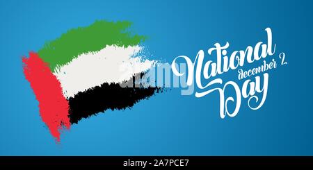 Happy National Day UAE. United Arab Emirates national day greeting card design. Stock Vector