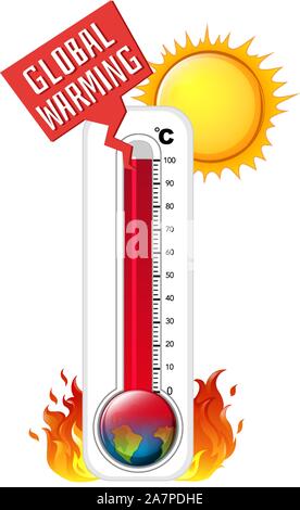 Thermometer in summer weather illustration Stock Vector