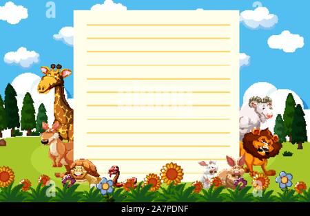 Sign template with animals in garden background illustration Stock ...