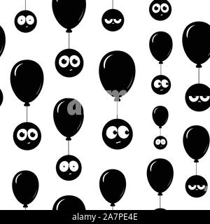 Black faces on balloons seamless Stock Vector