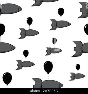 Grey warhead on balloon seamless Stock Vector