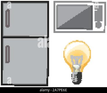 Different electronic devices on white background illustration Stock Vector