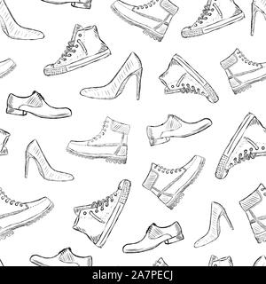 Shoe contours white seamless texture Stock Vector