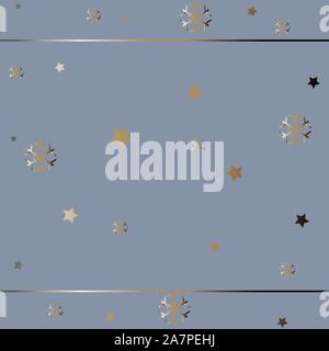Cute Pattern with funky gold and silver elements. Festive Background. Vector Illustration Stock Vector