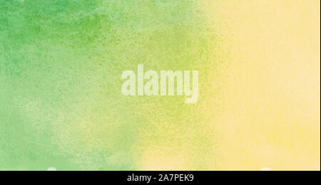 Watercolor green yellow color background. Beautiful gradient transition. Abstract texture. Horizontal painted template with paper texture. Stock Photo