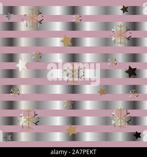 Cute Pattern with funky gold and silver elements. Festive Background. Vector Illustration Stock Vector