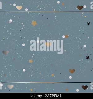 Cute Pattern with funky gold and silver elements. Festive Background. Vector Illustration Stock Vector