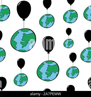 Seamless Earth under black balloon Stock Vector
