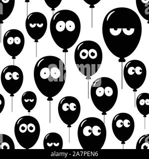 Seamless texture with faces on balloons Stock Vector