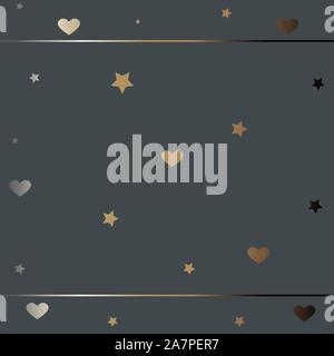 Cute Pattern with funky gold and silver elements. Festive Background. Vector Illustration Stock Vector