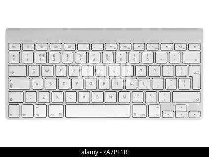 Apple wireless keyboard on white background Stock Photo