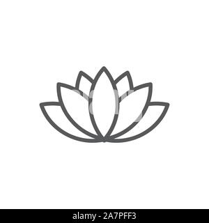 Lotus line icon on white background Stock Vector