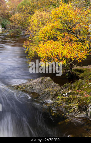 The Afon Llugwy river at Capel Curig, Snowdonia, North Wales Stock Photo