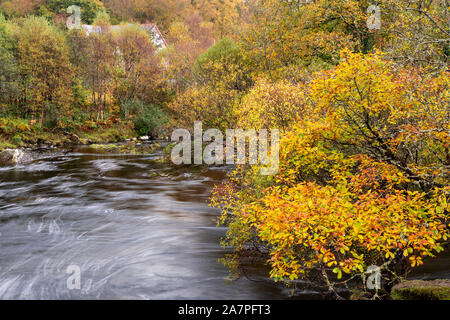The Afon Llugwy river at Capel Curig, Snowdonia, North Wales Stock Photo