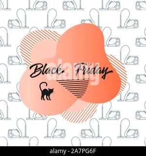 Seamless pattern with camera and inscription Black Friday. Sale background. Price reduction advert. Purchase. Discount promo layout. Advertising. Desi Stock Vector