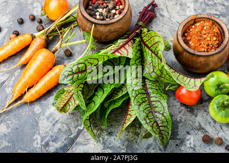 Set of fresh raw vegetables for diet salad.Salad ingredients.Vegetable food Stock Photo
