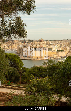 Valetta Grand Harbour looking from Upper Barraka gardens, Malta, Europe ...