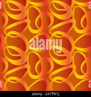 Seamless Abstract Tile Pattern with Golden Yellow Rings on Orange Background. Vector Stock Vector