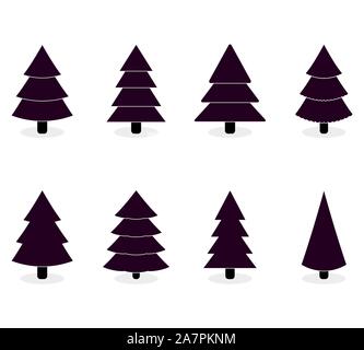 Xmas tree black white color to holiday design. Christmas tree, green xmas shape illustration Stock Vector