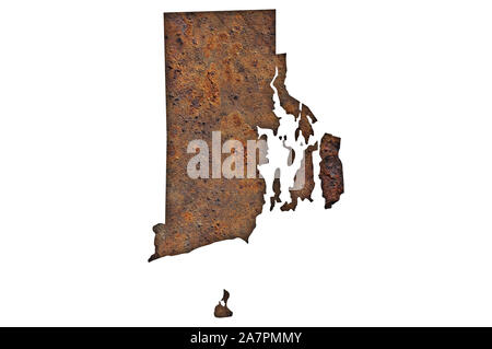 Map of Rhode Island on rusty metal Stock Photo