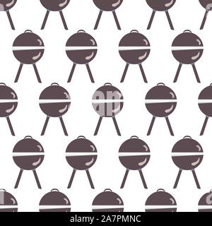 Seamless pattern with grill and kitchen utensils. Vector Illustration Stock Vector