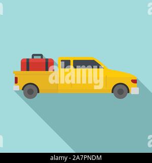 Long travel car icon. Flat illustration of long travel car vector icon for web design Stock Vector