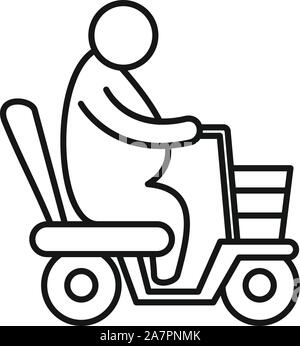 Overweight man golf car icon. Outline overweight man golf car vector icon for web design isolated on white background Stock Vector