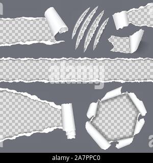 Realistic Seamless Torn Paper and Scratch Claws Stock Vector