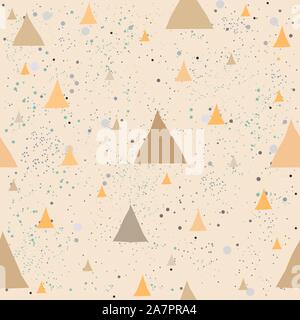 Seamless pattern with triangles on yellow dotted background. Repeating pattern. Vector Illustration Stock Vector