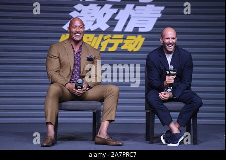 English actor Jason Statham right and American actor Dwayne