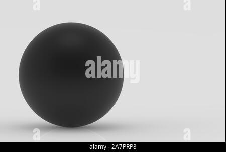 3d rendering. black metal sphere ball on gray background. Stock Photo
