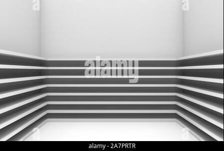 3d rendering. modern parallel gray panels pattern on room corner wall background. Stock Photo