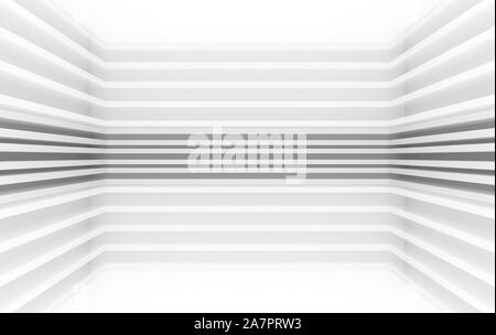 3d rendering. modern parallel gray panels pattern design corner wall  room background. Stock Photo