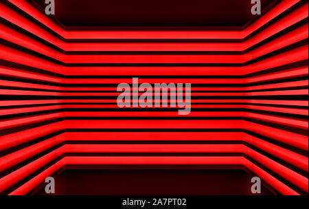 3d rendering. Dark red tone panel pattern wall room background. Stock Photo