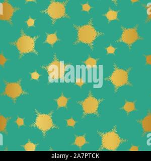 seamless vector pattern with golden gradient stars on a bright teal background Stock Vector
