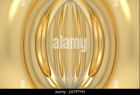 3d rendering. luxurious golden curve surface design wall background. Stock Photo