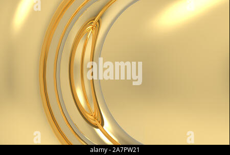 3d rendering. luxurious golden curve surface design wall background. Stock Photo