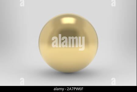 3d rendering. luxurious Gold metal sphere ball on gray background. Stock Photo