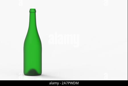 3d rendering. Empty red wine bottle green glass with clipping path isolated on white background. Stock Photo