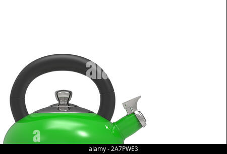 3d rendering. top part of green metal kettle teapot with clipping path isolated on white background. Stock Photo