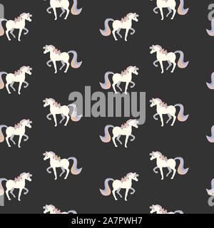 Seamless pattern with funny horses. Vector Illustration Stock Vector