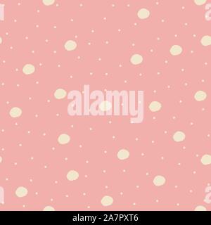 Seamless Pattern with big bubbles and dots on pink background. Vector Illustration Stock Vector