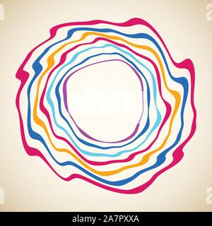 concentric wavy rings that makes a round abstract organic shape. lines with different thickness. vector background for design Stock Vector