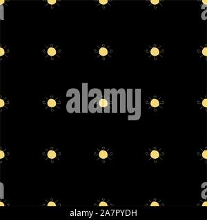 Seamless pattern with suns on dark blue background. Vector Illustration Stock Vector
