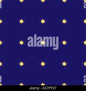 Seamless pattern with suns on dark blue background. Vector Illustration Stock Vector