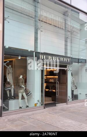 MANCHESTER, UK - APRIL 22, 2013: Burberry fashion store in Manchester, UK. Burberry exists since 1856 and has 473 stores. Stock Photo